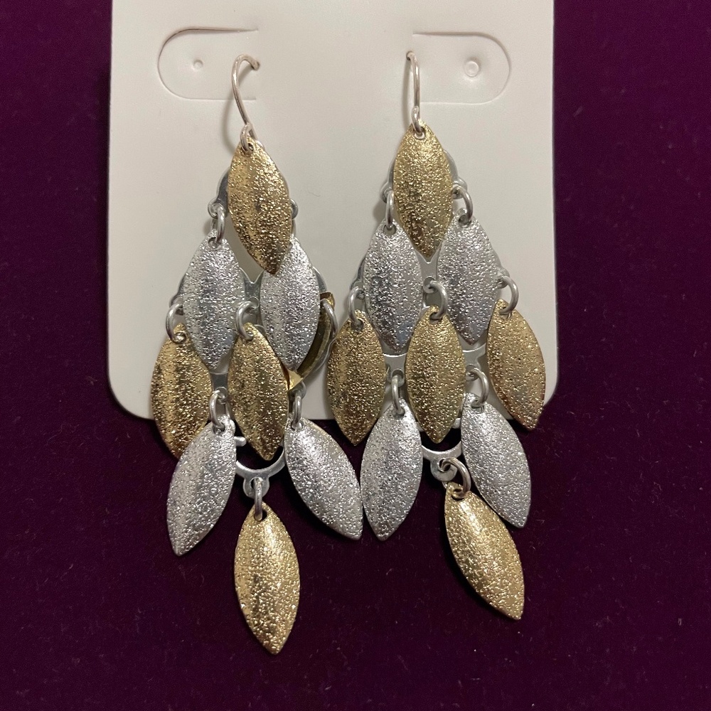 Dangle Earrings, Shimmery silver and gold